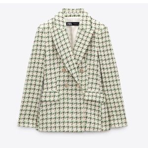 Zara double breasted textured weave jacket